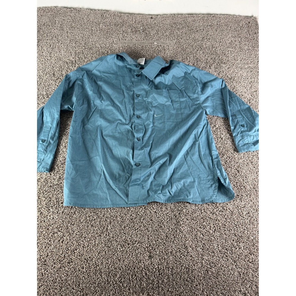 Nike Womens Sportswear Button Down Shirt HJ0715-006 Teal Blue Long Sleeve S